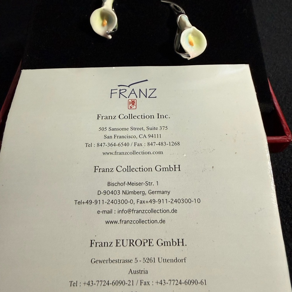 Franz White and Silver Calla Lily Earrings NWOT - Picture 7 of 8
